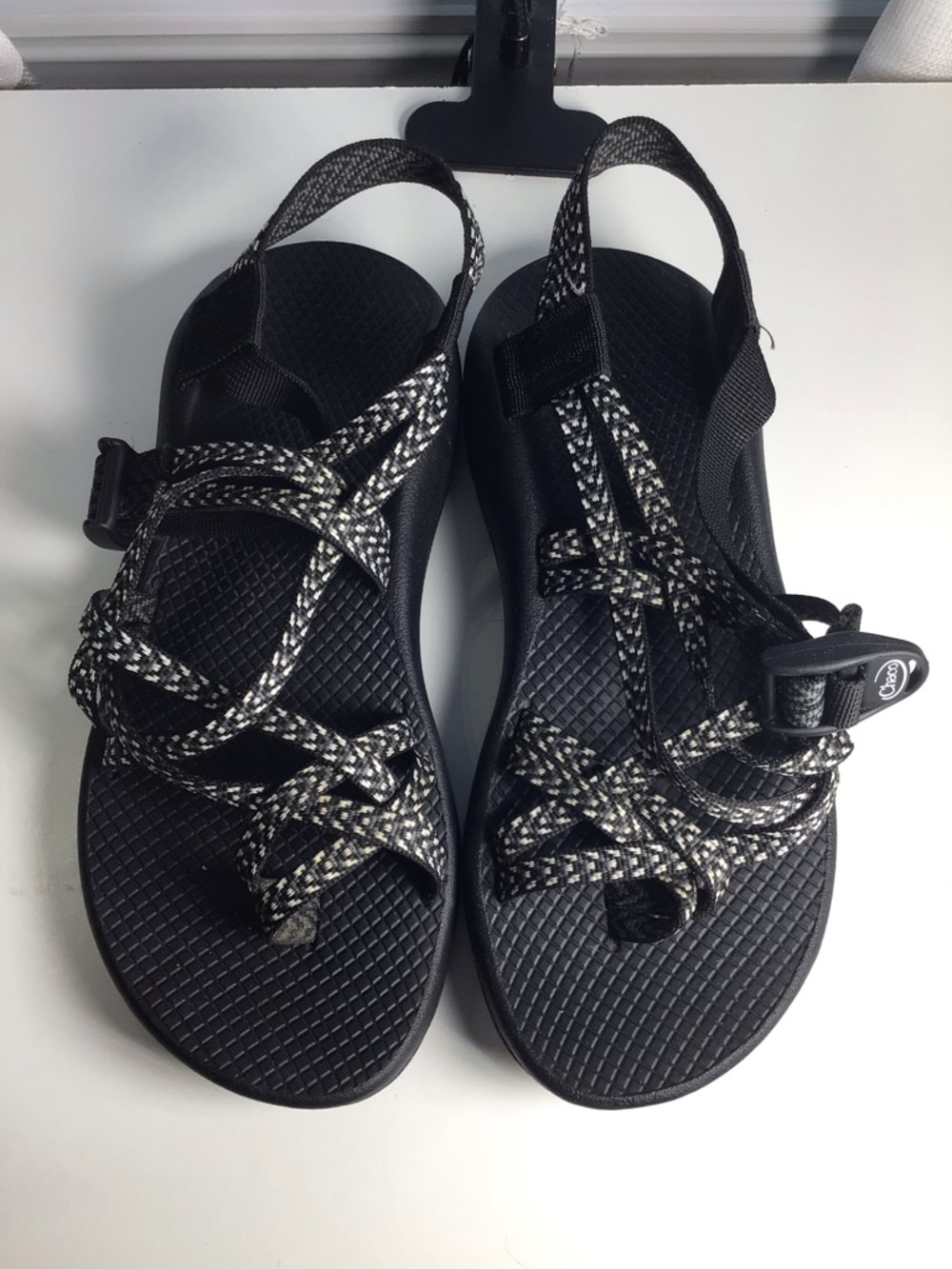 Chaco Women's Black Sandals with White Woven Straps